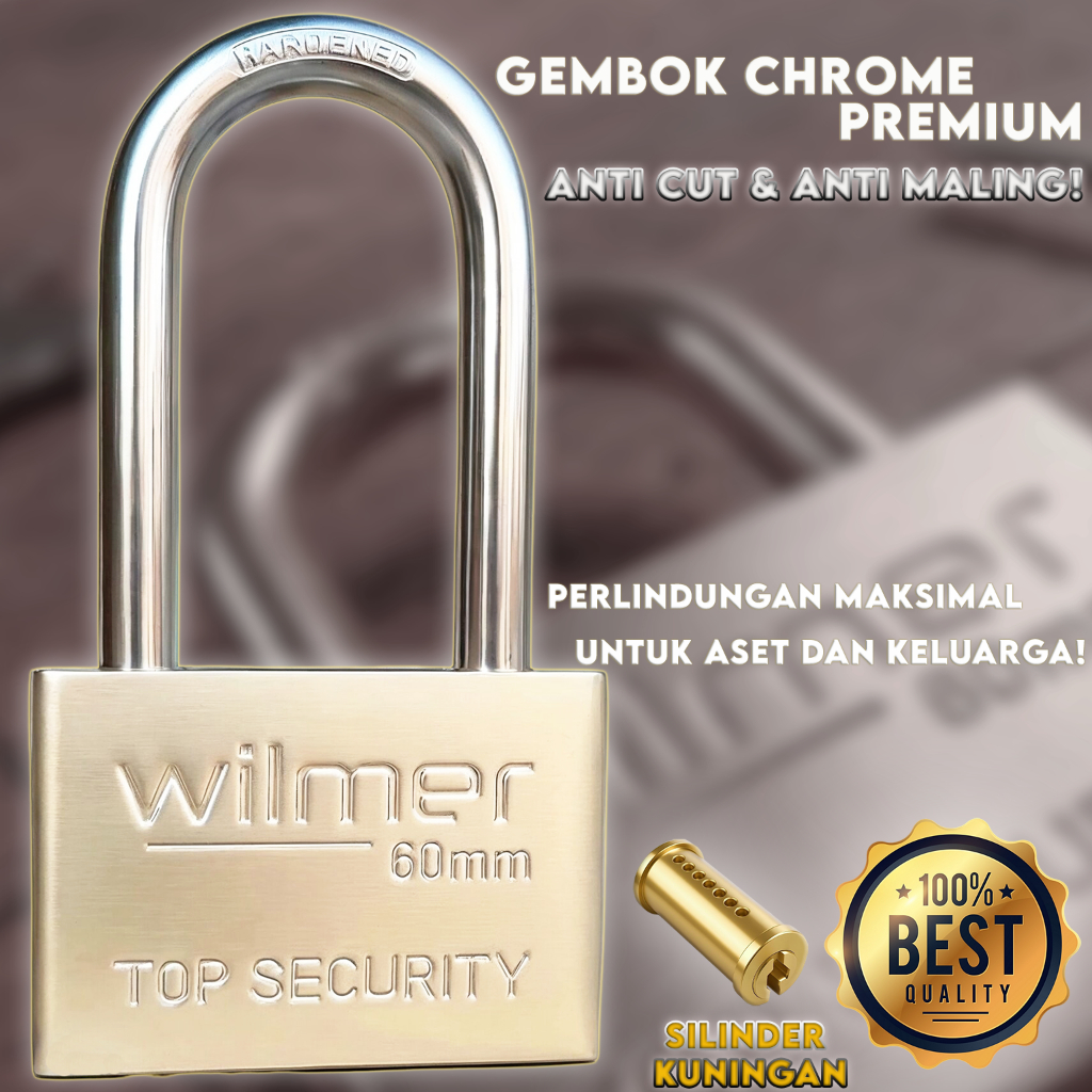 Gembok Chrome Anti Maling Tahan Karat, Bahan Kuat, 60 MM Anti Macet 3 Anak Kunci, Worth it >