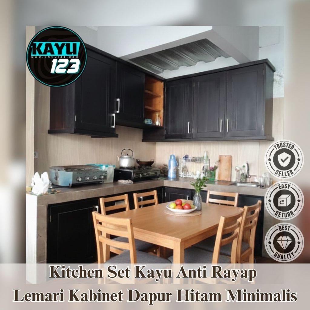 Kitchen Set Lemari Dapur Gantung & Bawah Minimalis - Kabinet Dapur Kayu Solid Premium - Custom Size