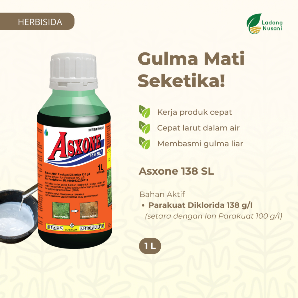 Mahakam ASXONE 138 SL 1 Liter - Herbisida Kontak Gulma Tanaman Karet TBM