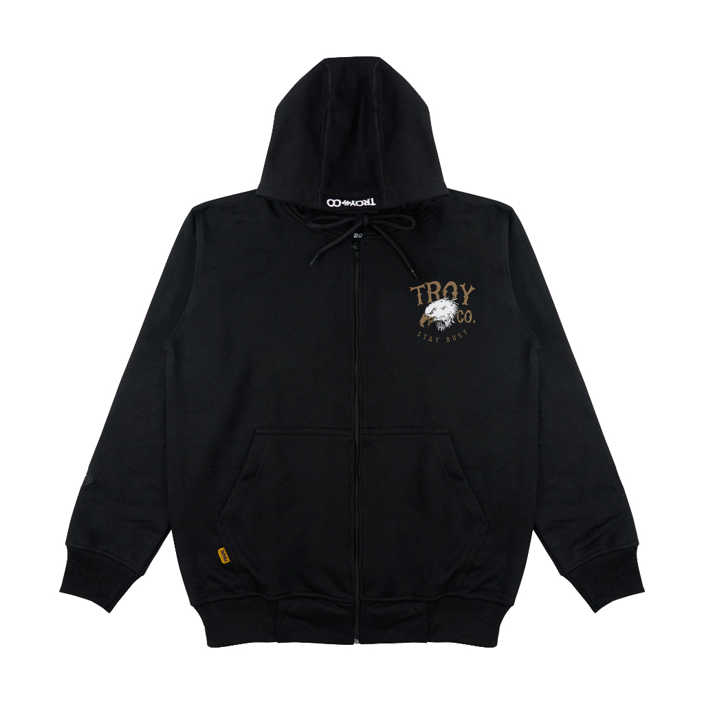 Troy Company Zipper Hoodie Black Falcon - Hoodie Zipper Hoodie Hitam ZHD 2615