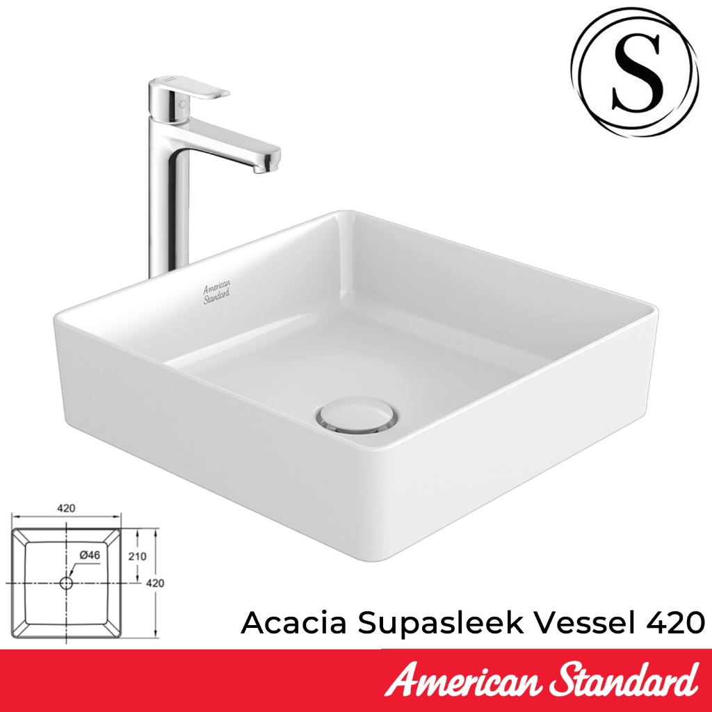 Wastafel Meja Acacia Supasleek Vessel 420 American Standard