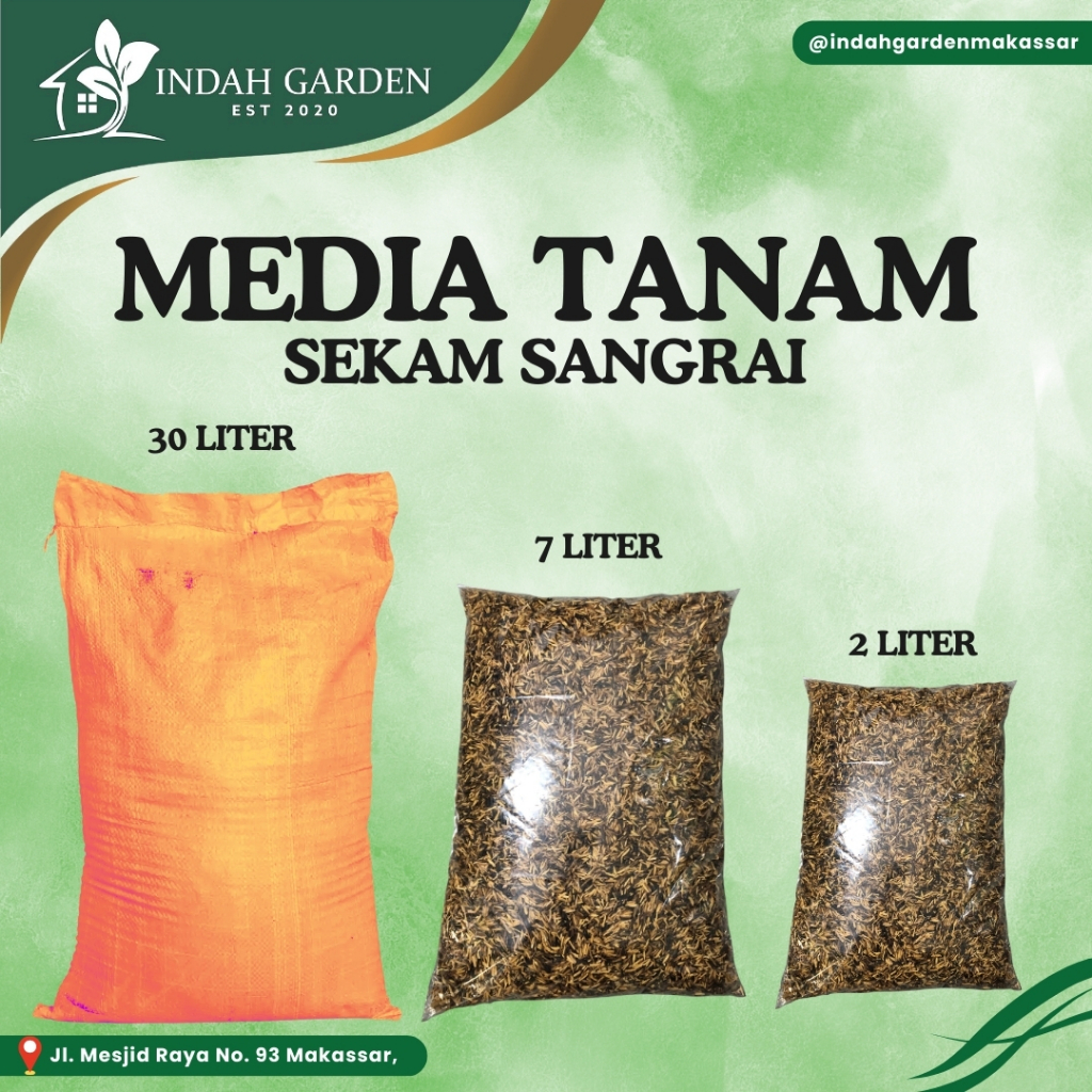 INDAH GARDEN - Media Tanam Sekam Sangrai - 30L, 7L & 2L Sekam Sangrai