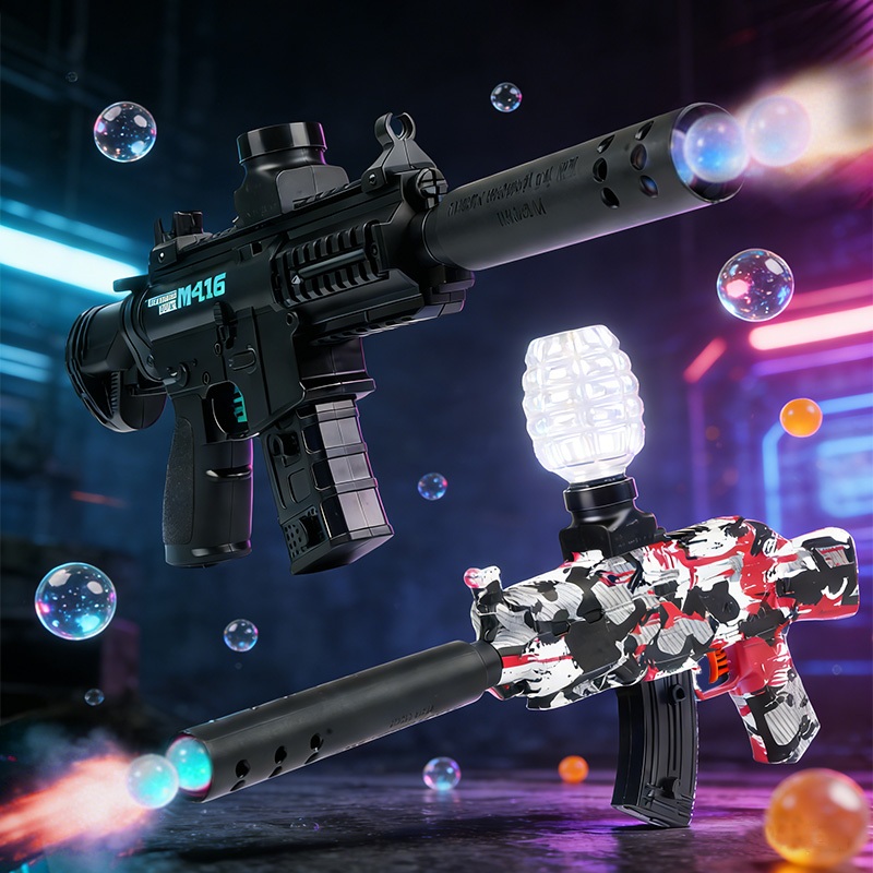 Mainan Pistol M416 Water Gel Elektrik 50cm Mainan Tembak Tembakan Air Anak Mainan Outdoor Bubble Gun
