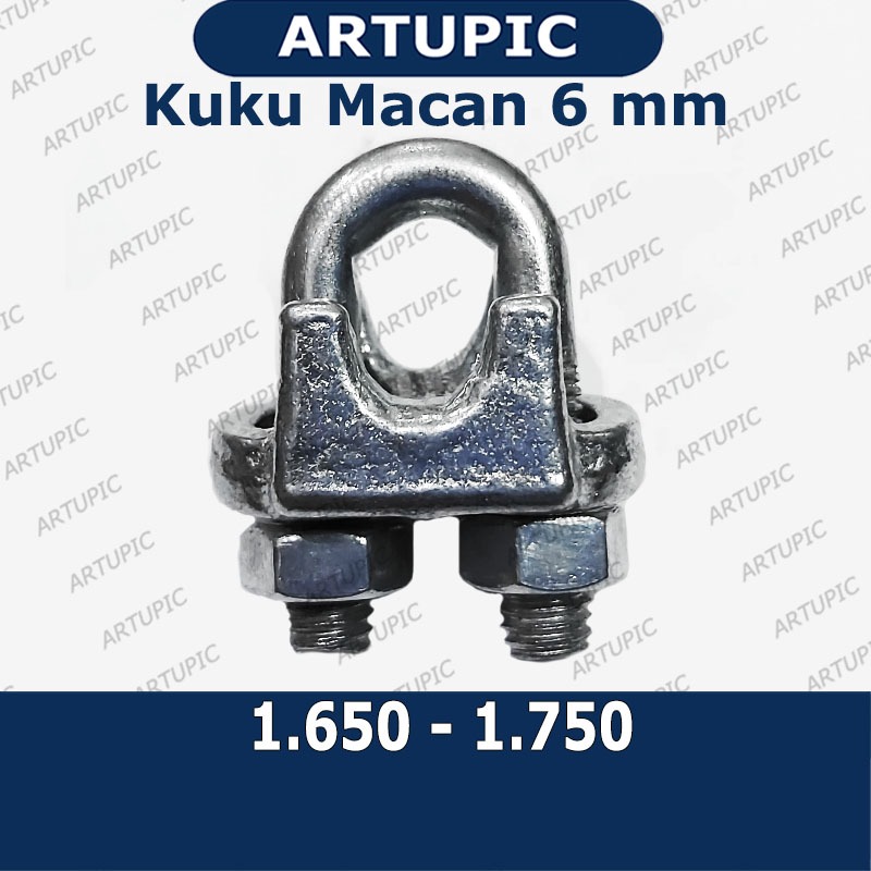 Kuku Macan 6 mm Klem Seling Wire Clip Clamp Tali Kawat Baja Kabel Seling Sling 6mm