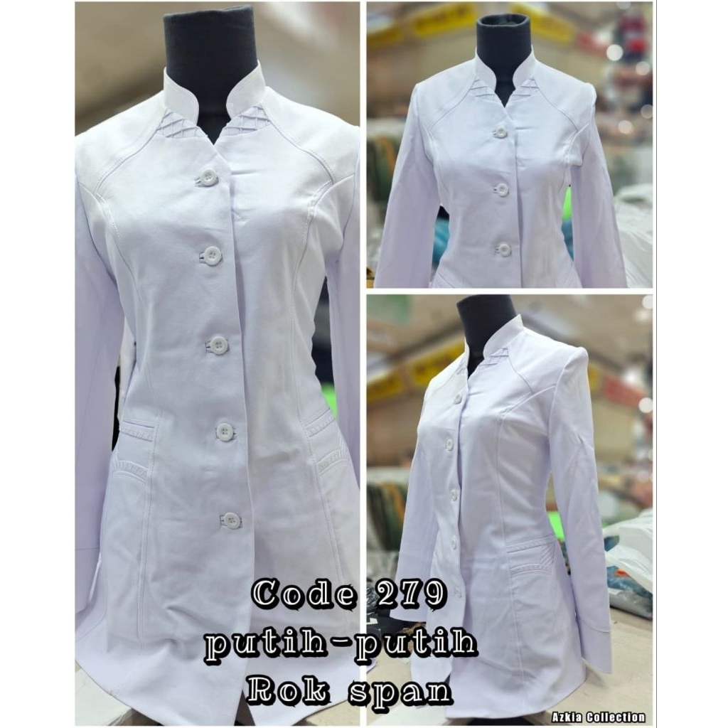 BLAZER WANITA HITAM PUTIH POLOS KRAH SHANGHAI