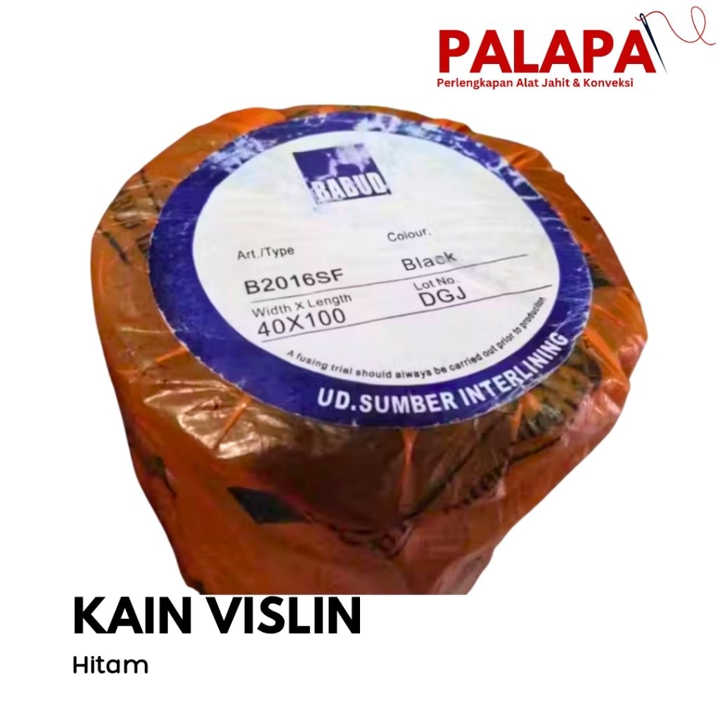 Kain vislin hitam/ kain pilsin interlining hitam tipis 1 roll