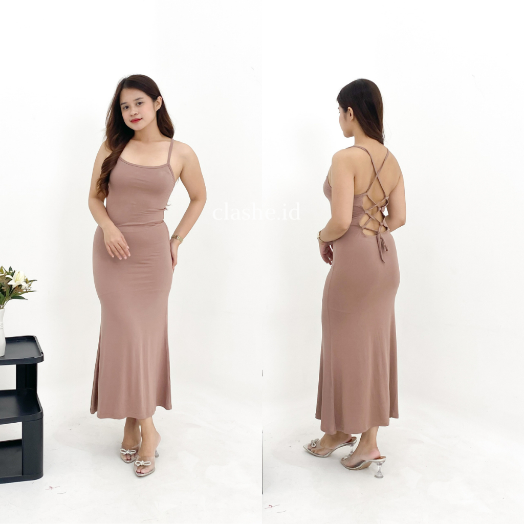 Gamela Long Dress Spandex Tali Lilit Belakang - Sexy OOTD by Clashe