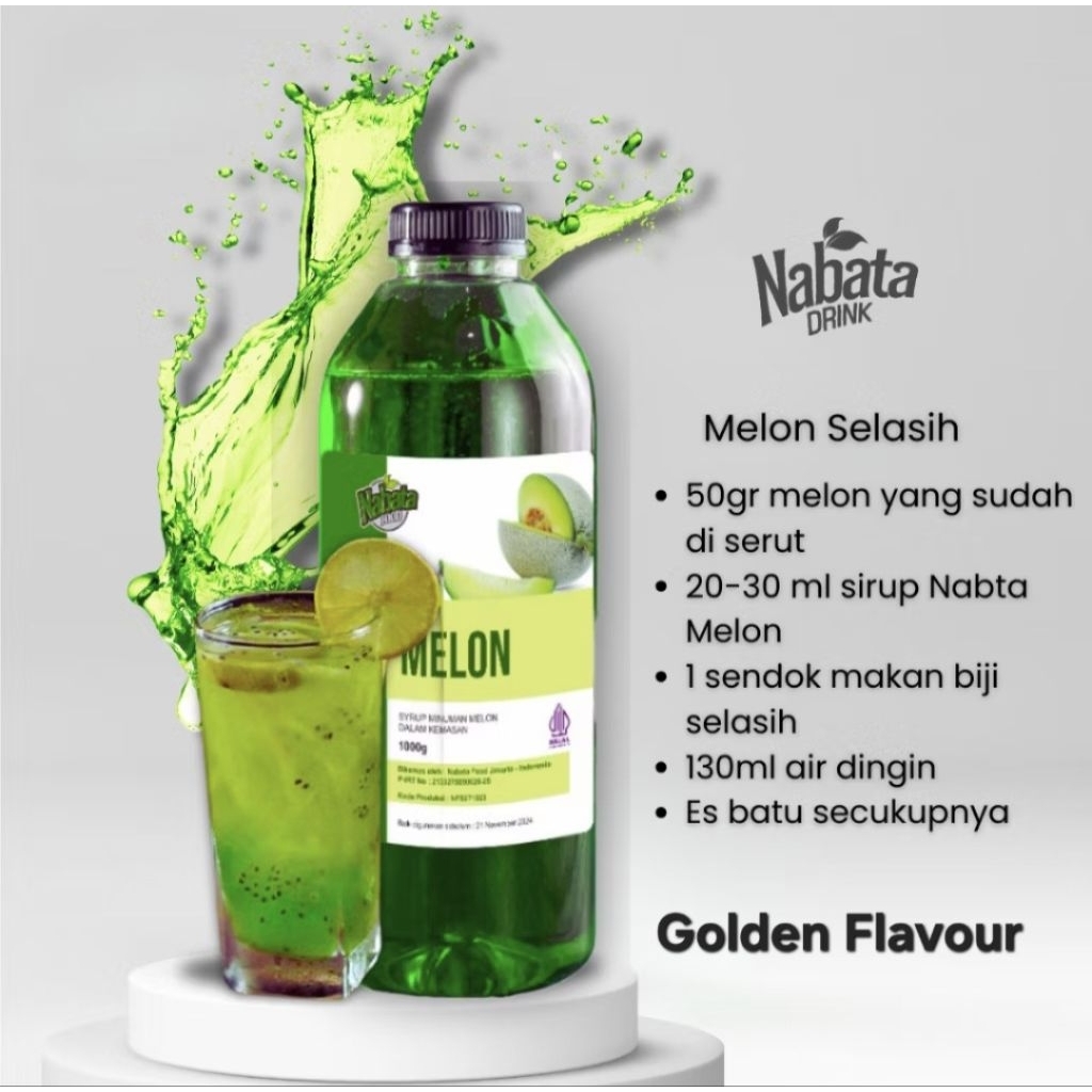 Sirup Melon 1 Liter - Golden Flavour Syrup Rasa Melon 1000ml - Sirup Rasa Melon Premium