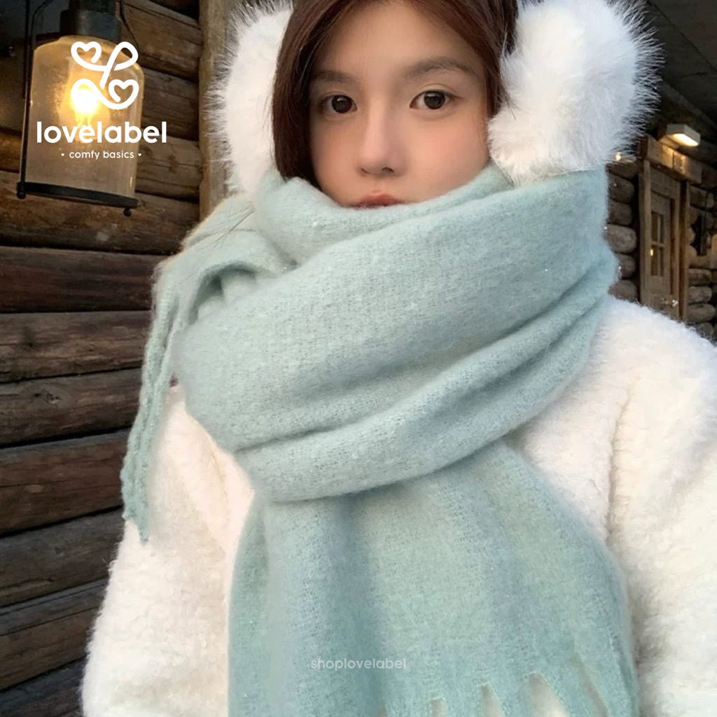 OFFICIAL Shoplovelabel Lolly Shawl Scarf - Syal Selendang Wanita Panjang Fuzzy Acrylic Tebal Autumn