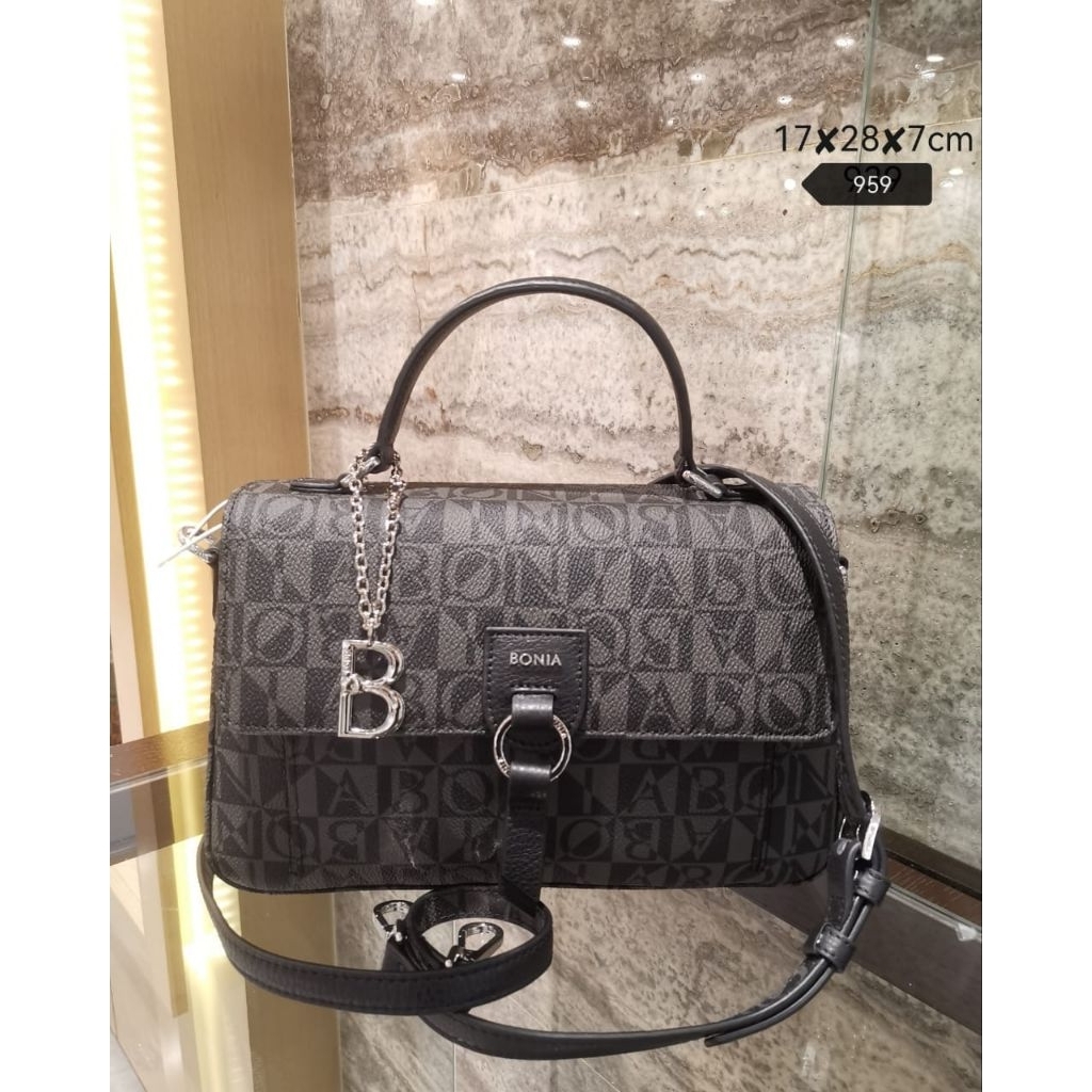 sling bag metis monogram hitam best seller bonia original