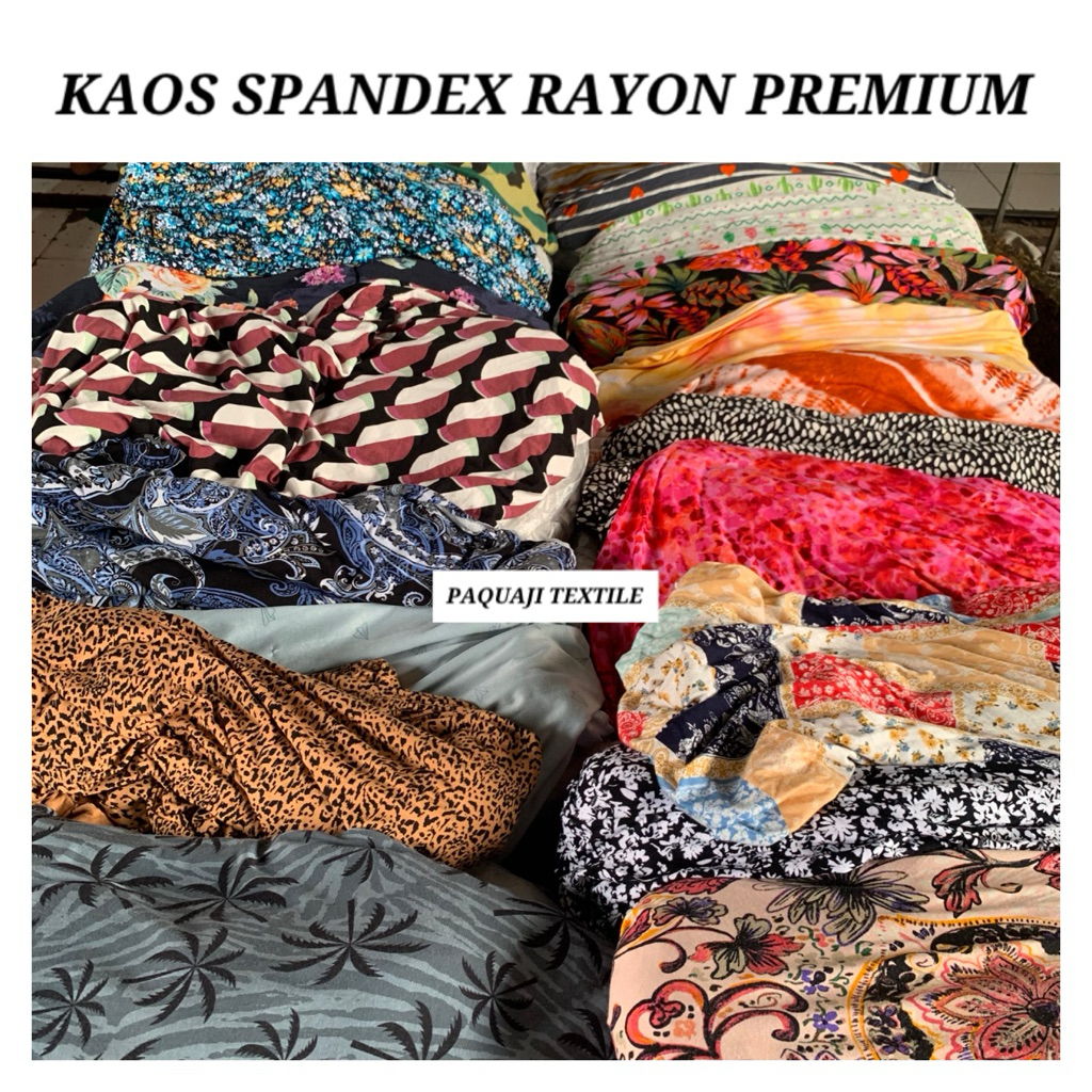 (harga per 50cm)bahan kaos rayon spandex motif bunga kecil/rayon spandex garment&import/rayon spande