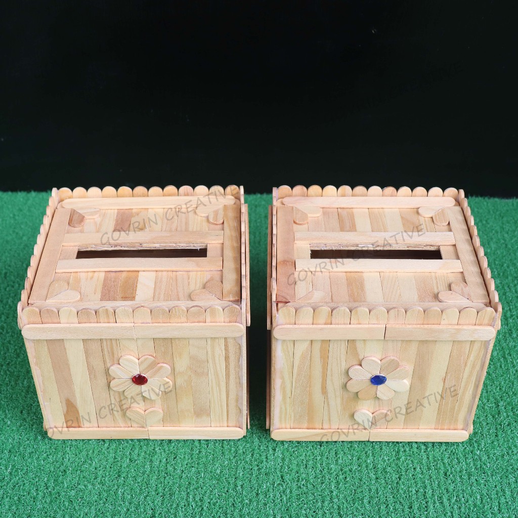 Kerajinan tangan tempat tisu dari stik es krim