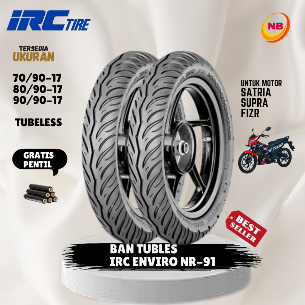 ( READY STOK ) BAN IRC ENVIRO NR91 TUBLESS RING 17 ( 70/90-17 / 80/90-17 / 90 90-17 ) / IRC TUBELESS