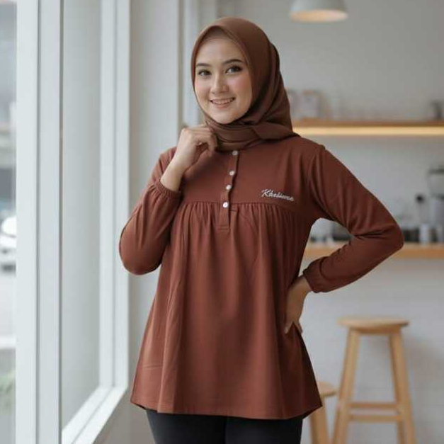 Xhafana Rampel Blouse Atasan Baju Kaos Wanita Lengan Panjang