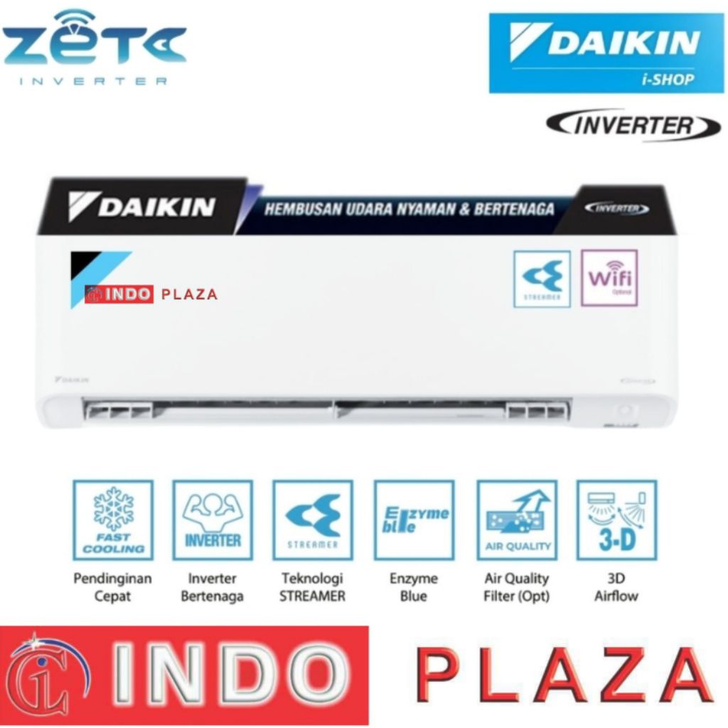 [KHUSUS MEDAN] AC DAIKIN ZETA INVERTER WITH STREAMER R32 1PK / 1.5PK / 2PK / 3PK HYBRID COOLING