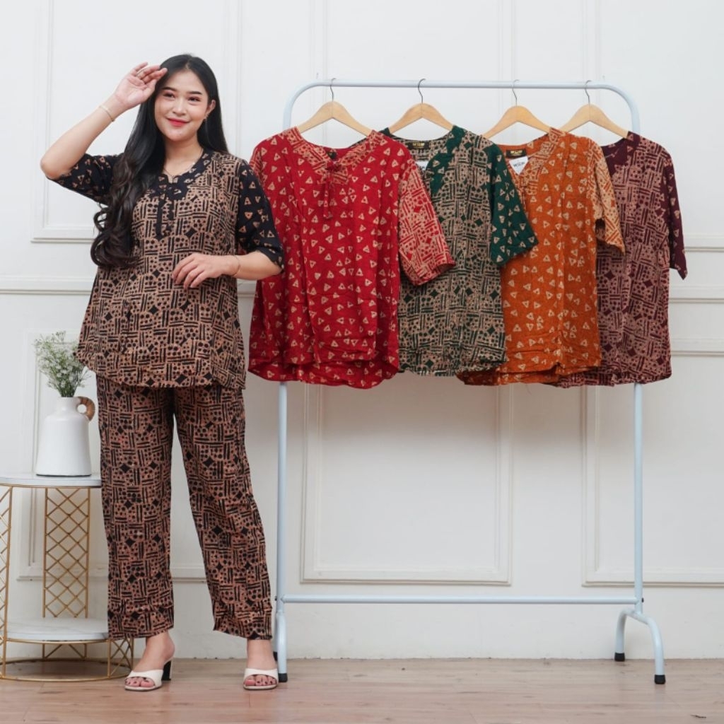 TERLARIS | SETELAN CP DEWASA | BAJU SANTAI KEKINIAN | SETELAN CP MOTIF SUNAN ART BATIK | LENGAN 3/4 