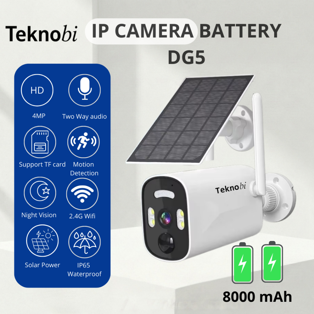 Teknobi DG5 IP Camera CCTV Solar Kamera CCTV Portable Baterai Waterproof Wireless