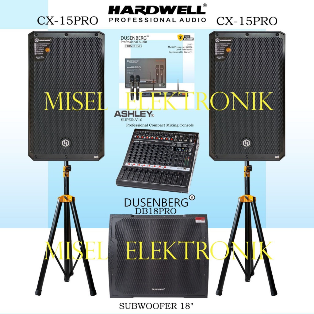 Paket Sound System Indoor outdoor Speaker Aktif 15 Inch Hardwell CX-15PRO Subwoofer 18 Inch