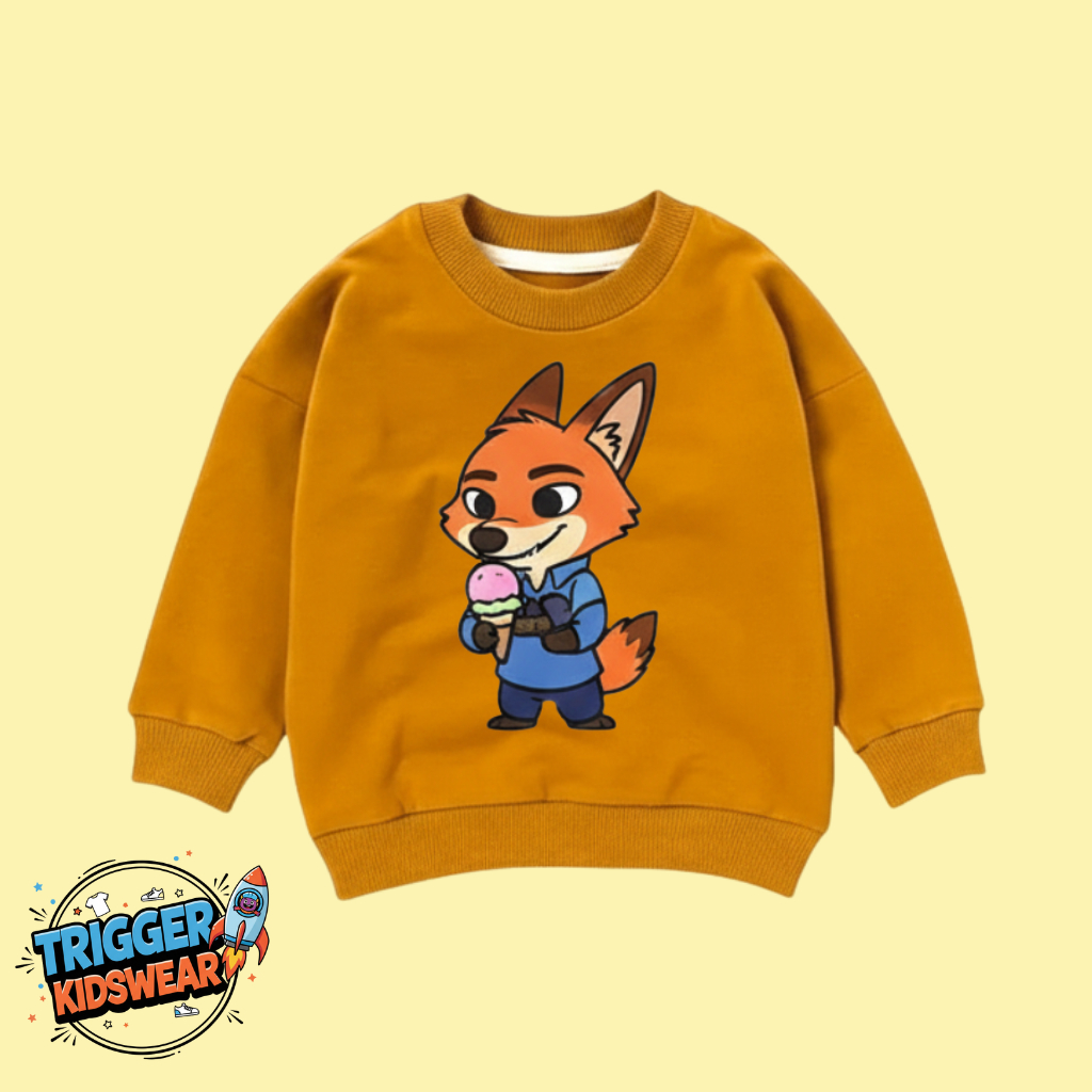 TRIGGER - Jaket Sweater Anak Polos Unisex Wanita Dan Pria Warna Pink Lucu Motif Gary Zootopia 2