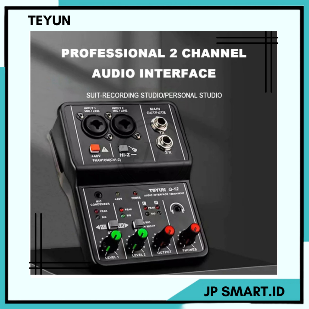 Teyun Q-12  Soundcard Usb Mini Audio Interface Portable 2 Way Driver Audio Digital Recording Mixer 1
