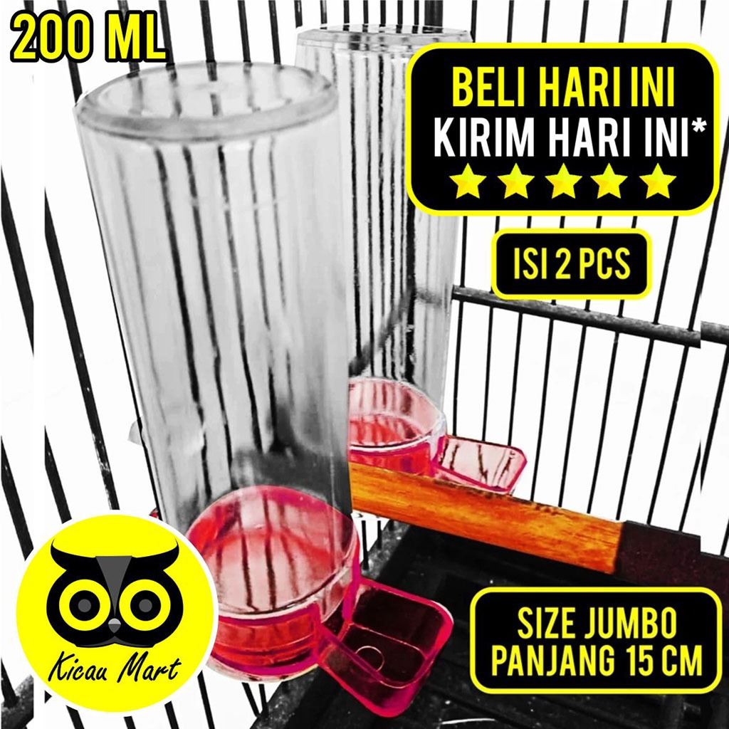 KICAU MART Dispenser Burung Tabung Panjang Pasang Dalam Sangkar Ternak Batre Kenari Dispenser 1 set 