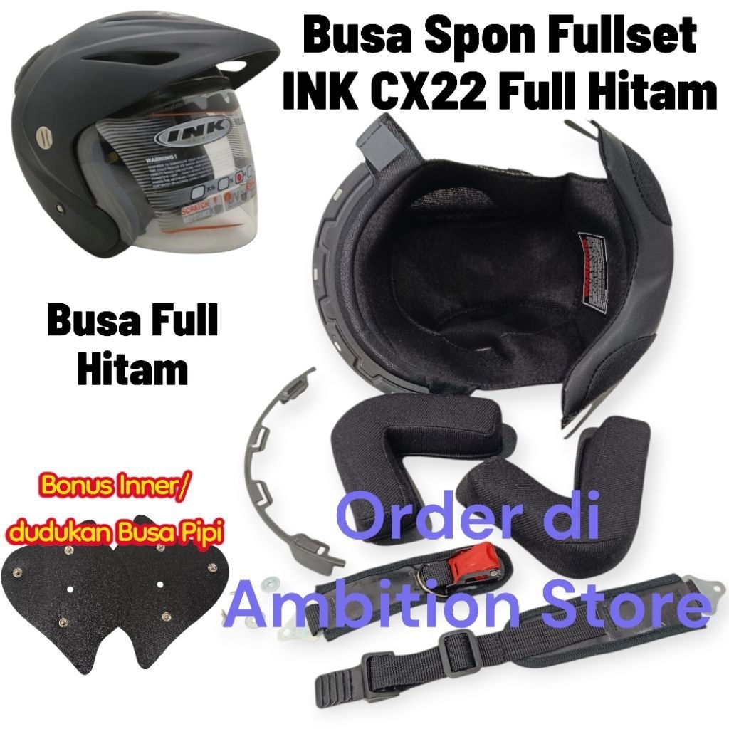 Busa Spon Daleman Helm INK CX22 Hitam Polos Busa Spon INK CX390 Busa Helm INK Batman INK Topi CX22