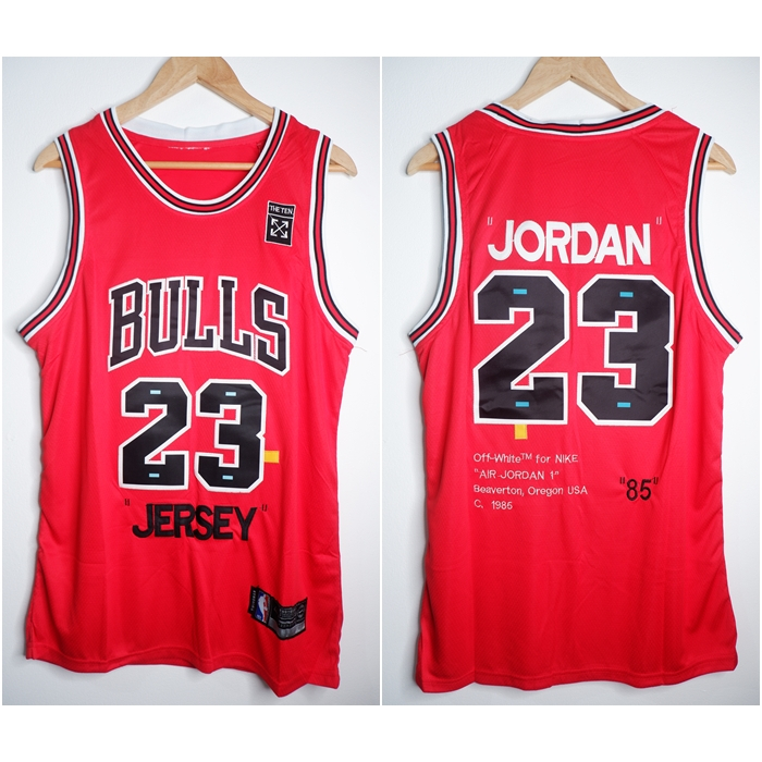 JERSEY BASKET PREMIUM IMPORT SPECIAL OFF-WHITE BULLS 23 MICHAEL JORDAN MERAH /  BIRU