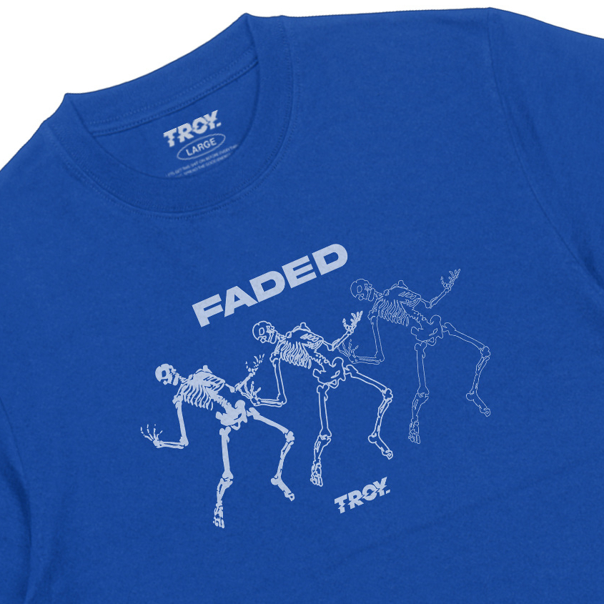 Troy Company T-shirt Royal Blue Faded - Kaos Lengan Pendek Kaos Biru Benhur MTD 2745