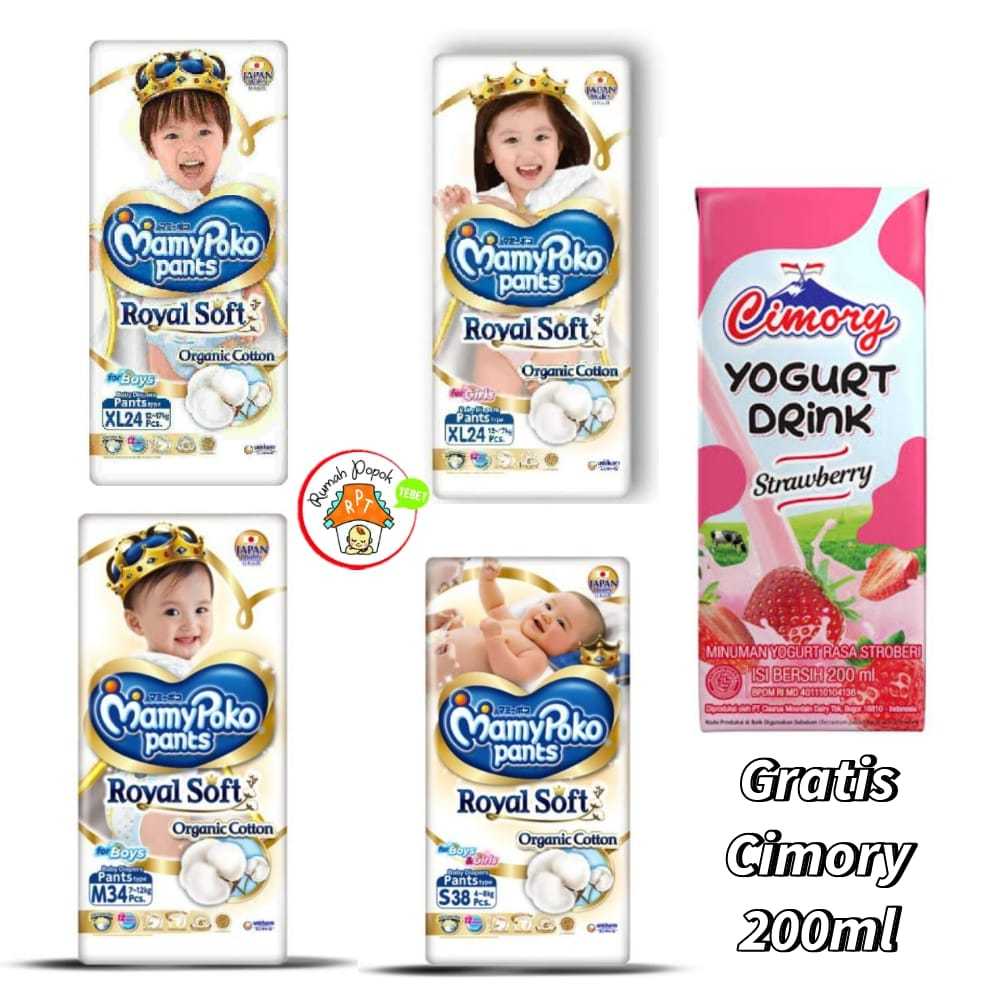 Gratis Cimory 200Ml.Mamypoko Organic Royalsoft Pants S38 L28 M34 L34 Xl24 Xl30 Xxl24 Boys Girls