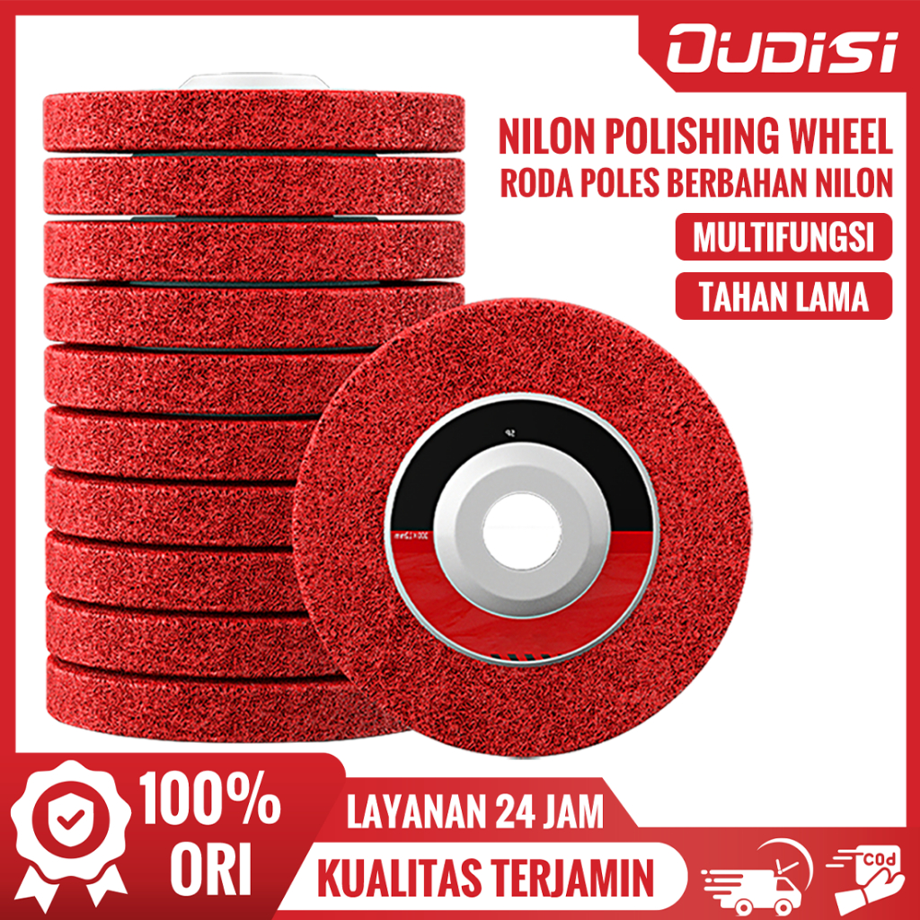 OUDISI mata gerinda poles nilon 4inci alat poles kayu & logam amplas gerinda bulat
