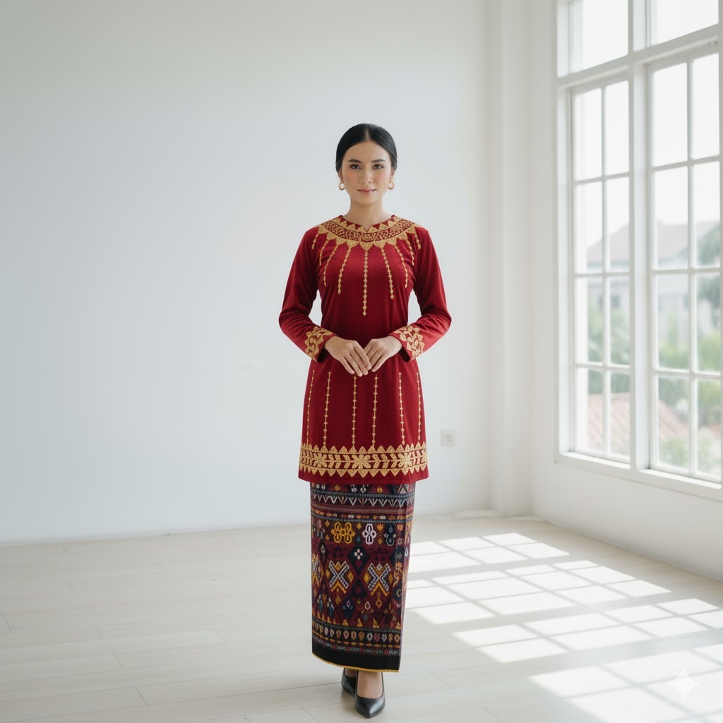 Tunik NTT/Baju NTT Bordir Stick/Baju Bludru Perempuan Adat Manggarai NTT