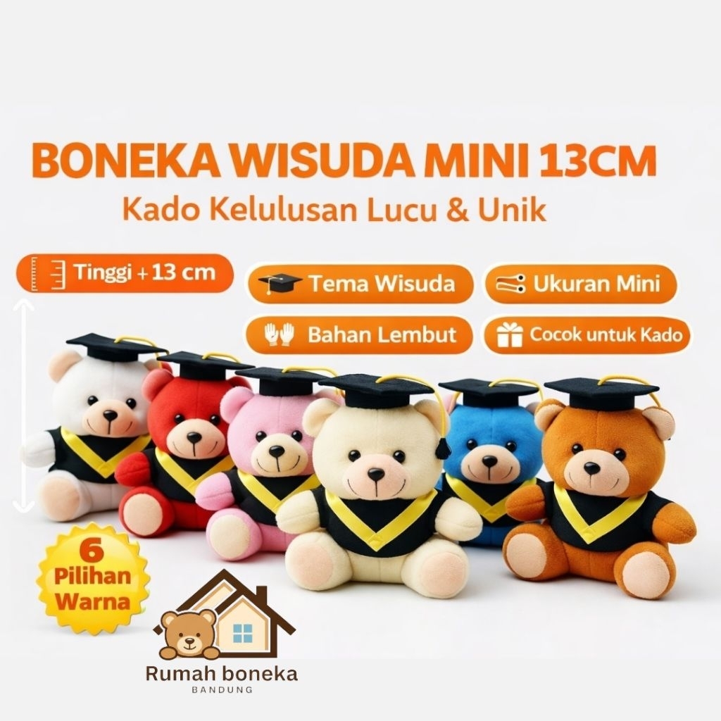 Boneka teddy Bear wisuda mini 13cm,boneka wisuda,boneka souvernir