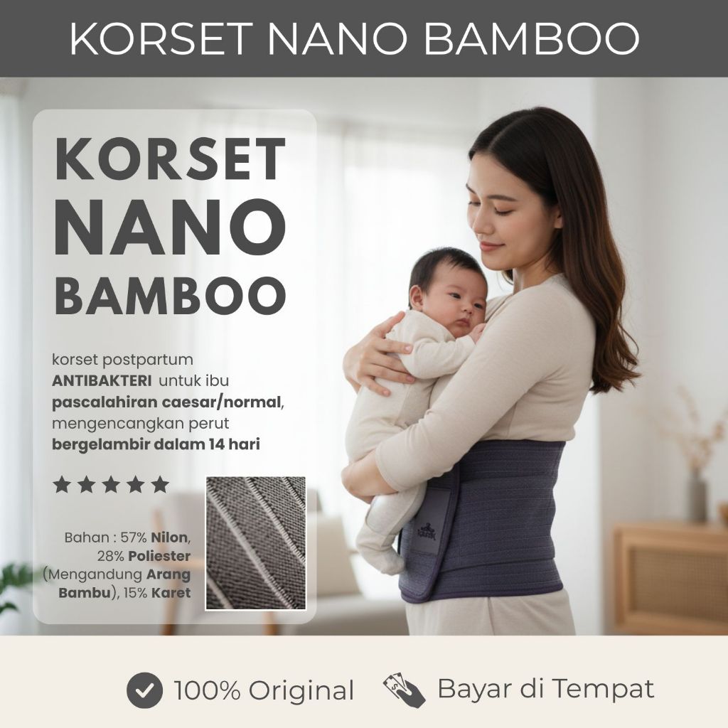 Korset Nano Bamboo By Keraton - Korset Ibu Melahirkan SC / Normal Teknologi Far Infrared Jumbo Size