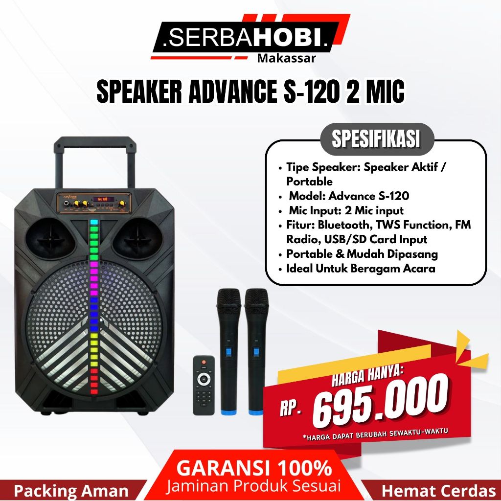 Speaker Portable Karaoke Advance S120 High Quality Sound