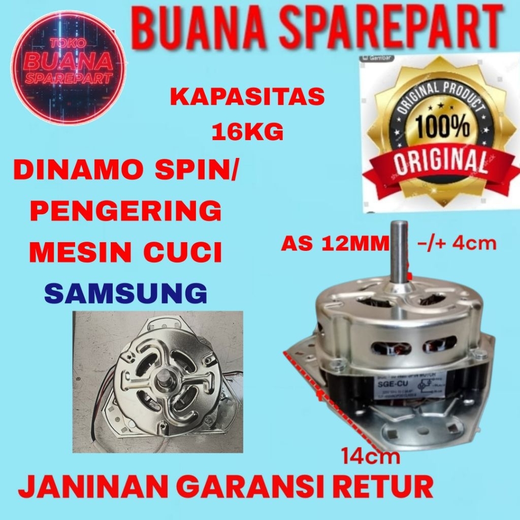 Dinamo pengering mesin cuci samsung kapasitas 16kg as 12mm