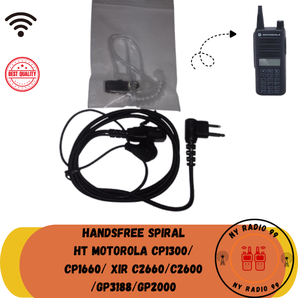 Earphone ht motorola cp 1300 cp 1660 xir c2660 gp 2000 spiral handsfree ht motorola