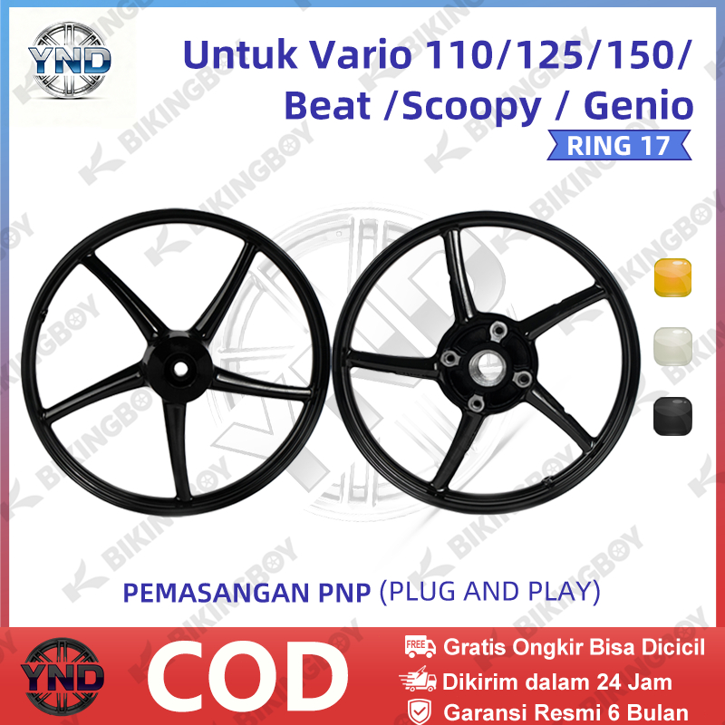 Velg Racing Ring 17 Honda Vario 125/150/160 / Beat / Scoopy / Genio Alloy Ringan Plug & Play Hitam P