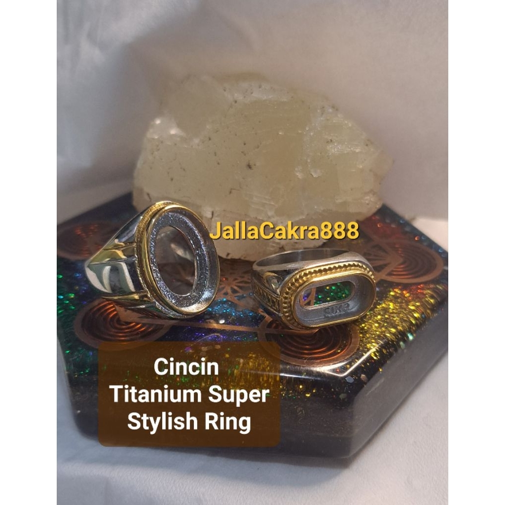 Stylish CINCIN RING TITANIUM SUPER Untuk Batu Permata dan Batu Akik Emban Stainless Steel  Pria Crys
