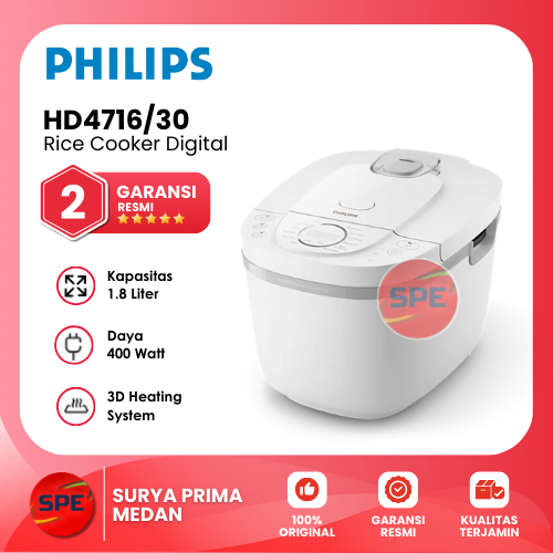 RICE COOKER DIGITAL PHILIPS KAPASITAS 1.8 LITER HD4716 GARANSI RESMI (MEDAN)