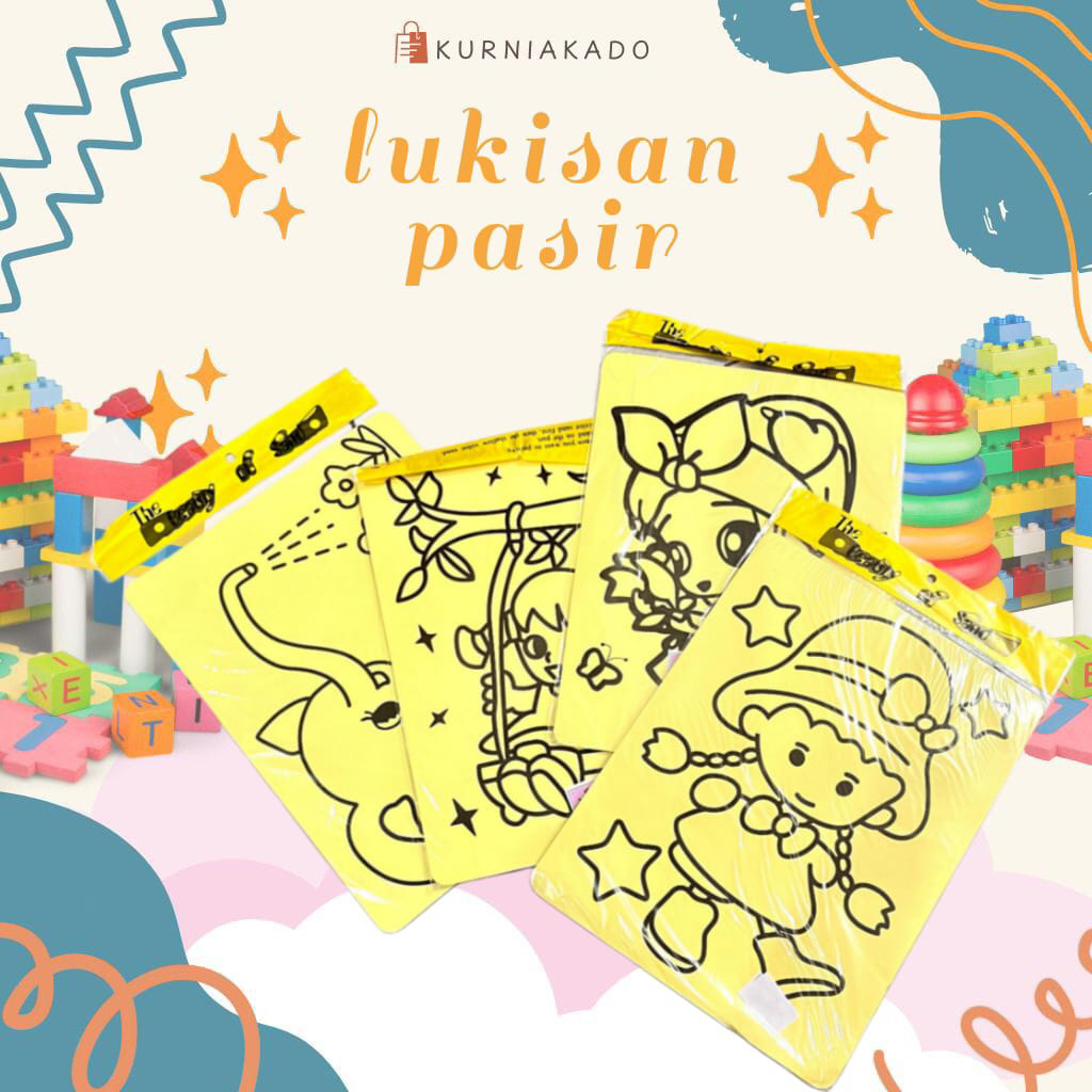 Kertas mewarnai per pcs melukis pasir ukuran besar mainan mewarnai pasir pasiran edukasi anak kertas