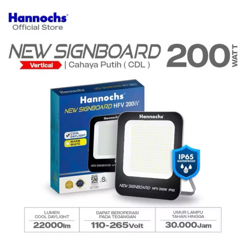 HANNOCHS New Signboard Vertical CDL 200w / Lampu Sorot 200W Putih