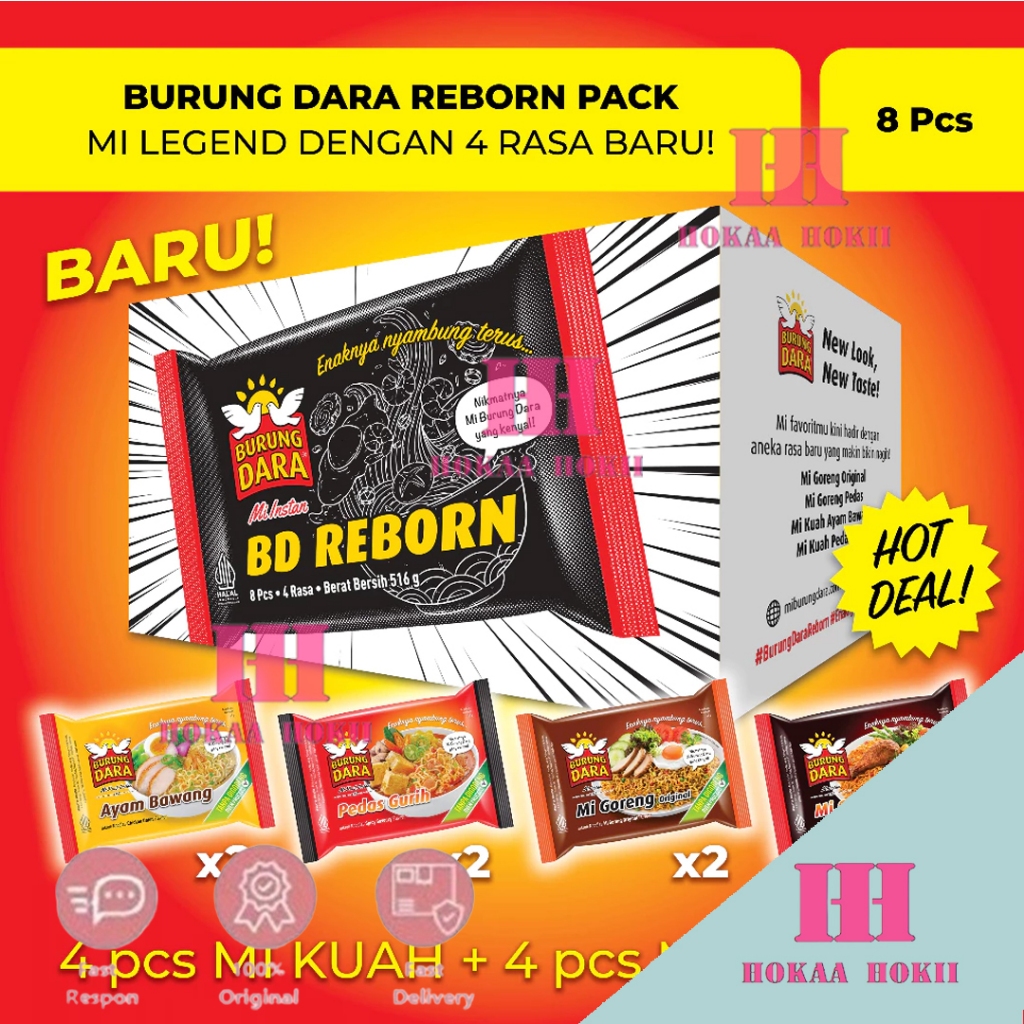 Burung Dara Mi Instan Reborn Paket Hemat 1 Box Mix Isi 8 Pcs