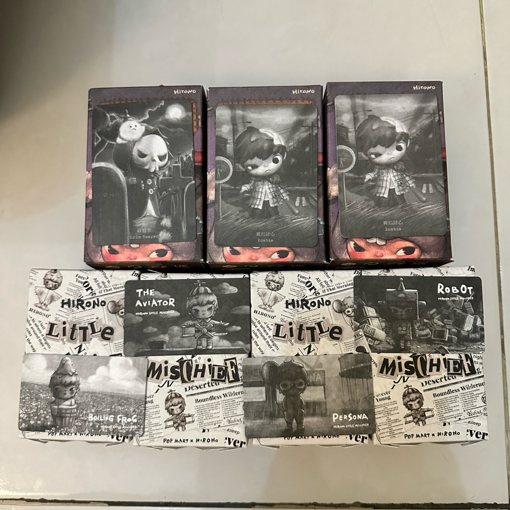 POP MART Hirono Monsters Carnival selected (Grim Reaper & Zombie), POPMART Hirono Little Mischief se