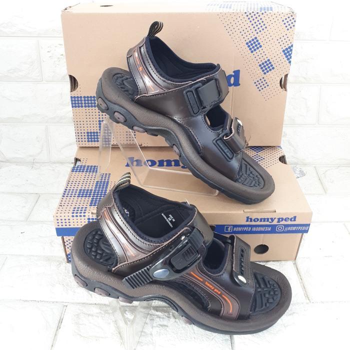 Sandal Pria Homyped MME 30 Kulit 4sli Futuristik Hitam Coklat Ukuran 38-43 Sandal Gunung Pria Dewasa
