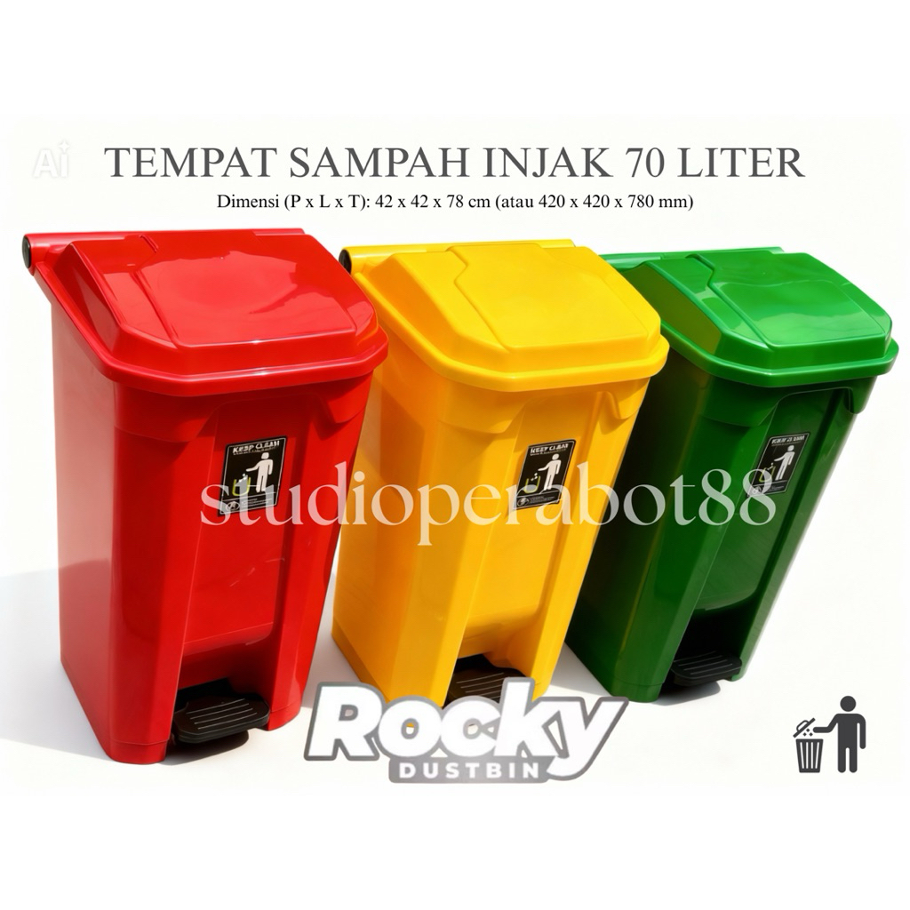 Tempat Sampah Injak Rocky 70Liter / Tempat Sampah Medis