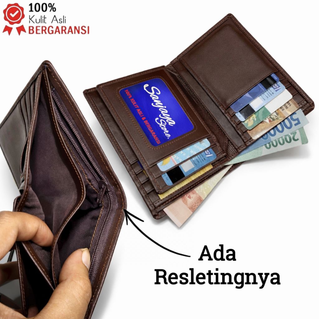 Dompet Kulit Pria Asli Original / Dompet Pria Kulit Asli / Dompet Pria 3/4 Resleting