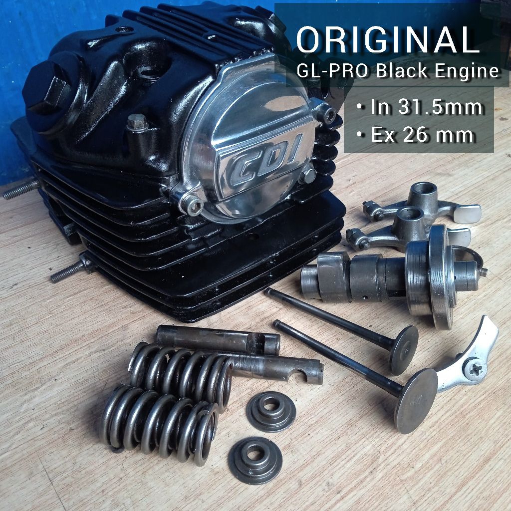 ORIGINAL Set Blok Kop Silinder Head Honda GL Pro Series Black Engine Klep In 31.5 Ex 26 Setara Tiger