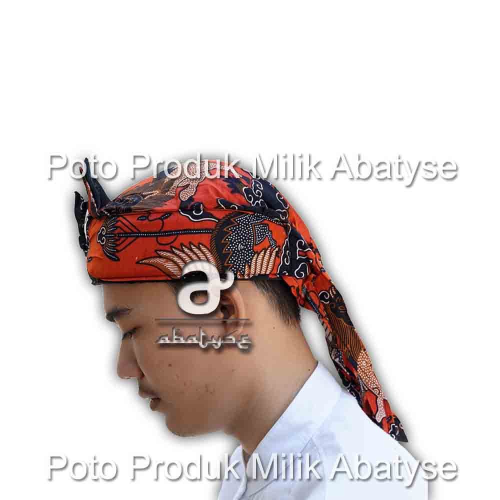 Blangkon Batik Cirebon - Tetopongan Motif Barong Oren