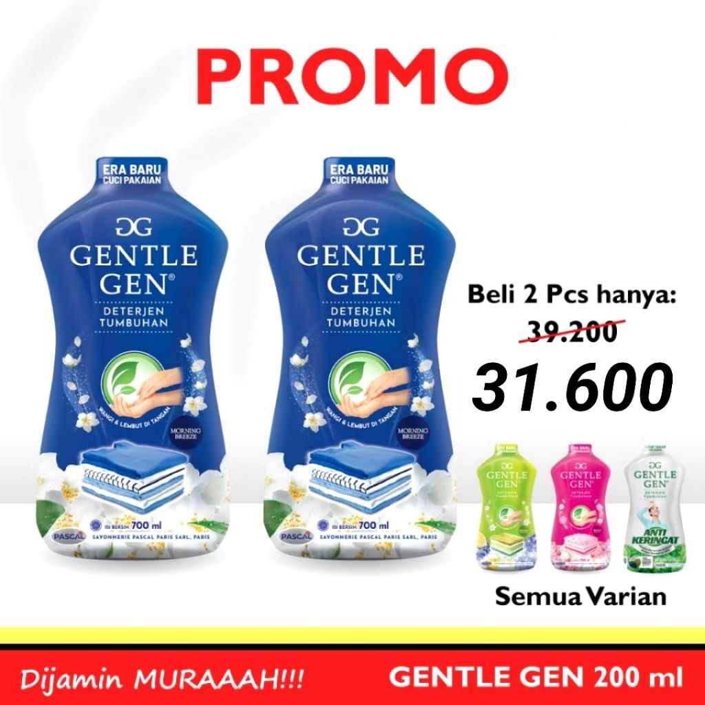 [PROMO HEMATTT] Best Seller PAKET BELI 2GENTLE GEN 700ml,Paket hemat sabun cuci baju, paket hemat pe