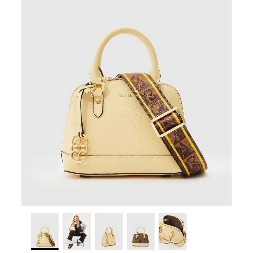 BONIA Monogram Small Satchel Bag - Soft Yellow Second 100% Original
